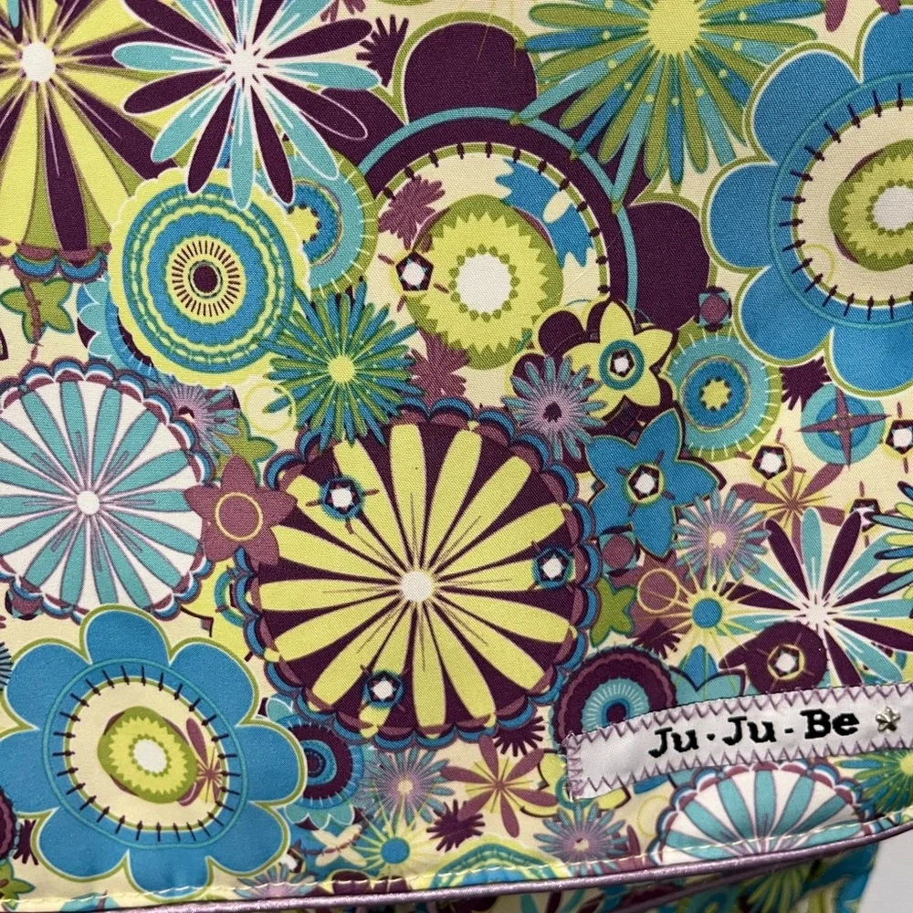 JU JU BE LARGE LAVENDER & GREEN FLORAL DIAPER CARRY BAG